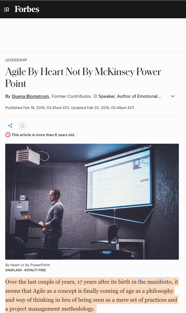 Agile by Heart not McKinsey PowerPoint